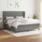 Preview: ARDEBO.de - Boxspringbett mit Matratze Dunkelgrau 160x200 cm Stoff