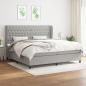 Preview: ARDEBO.de - Boxspringbett mit Matratze Hellgrau 200x200 cm Stoff