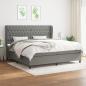 Preview: ARDEBO.de - Boxspringbett mit Matratze Dunkelgrau 200x200 cm Stoff