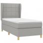 Preview: Boxspringbett mit Matratze Hellgrau 90x190 cm Stoff