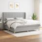 Preview: ARDEBO.de - Boxspringbett mit Matratze Hellgrau 200x200 cm Stoff