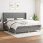 Preview: ARDEBO.de - Boxspringbett mit Matratze Dunkelgrau 200x200 cm Stoff