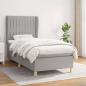 Preview: ARDEBO.de - Boxspringbett mit Matratze Hellgrau 90x190 cm Stoff