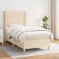 Preview: ARDEBO.de - Boxspringbett mit Matratze Creme 90x200 cm Stoff