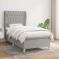 Preview: ARDEBO.de - Boxspringbett mit Matratze Hellgrau 90x200 cm Stoff