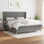 Preview: ARDEBO.de - Boxspringbett mit Matratze Dunkelgrau 160x200 cm Stoff