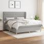 Preview: ARDEBO.de - Boxspringbett mit Matratze Hellgrau 180x200 cm Stoff