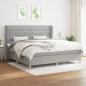 Preview: ARDEBO.de - Boxspringbett mit Matratze Hellgrau 200x200 cm Stoff