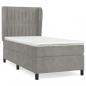 Preview: Boxspringbett mit Matratze Hellgrau 90x200 cm Samt