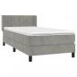 Preview: Boxspringbett mit Matratze Hellgrau 100x200 cm Samt