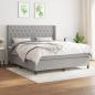 Preview: ARDEBO.de - Boxspringbett mit Matratze Hellgrau 160x200 cm Stoff