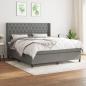 Preview: ARDEBO.de - Boxspringbett mit Matratze Dunkelgrau 160x200 cm Stoff