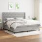 Preview: ARDEBO.de - Boxspringbett mit Matratze Hellgrau 200x200 cm Stoff