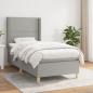 Preview: ARDEBO.de - Boxspringbett mit Matratze Hellgrau 100x200 cm Stoff