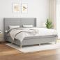 Preview: ARDEBO.de - Boxspringbett mit Matratze Hellgrau 200x200 cm Stoff