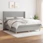 Preview: ARDEBO.de - Boxspringbett mit Matratze Hellgrau 180x200 cm Stoff