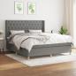 Preview: ARDEBO.de - Boxspringbett mit Matratze Dunkelgrau 160x200 cm Stoff