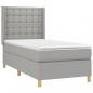 Preview: Boxspringbett mit Matratze Hellgrau 90x190 cm Stoff