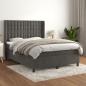 Preview: ARDEBO.de - Boxspringbett mit Matratze Dunkelgrau 140x190 cm Samt