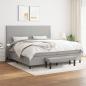 Preview: ARDEBO.de - Boxspringbett mit Matratze Hellgrau 200x200 cm Stoff