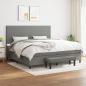 Preview: ARDEBO.de - Boxspringbett mit Matratze Dunkelgrau 200x200 cm Stoff