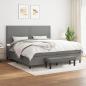 Preview: ARDEBO.de - Boxspringbett mit Matratze Dunkelgrau 200x200 cm Stoff