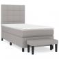 Preview: Boxspringbett mit Matratze Hellgrau 90x190 cm Stoff