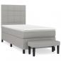 Preview: Boxspringbett mit Matratze Hellgrau 100x200 cm Stoff