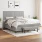 Preview: ARDEBO.de - Boxspringbett mit Matratze Hellgrau 180x200 cm Stoff