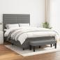 Preview: ARDEBO.de - Boxspringbett mit Matratze Dunkelgrau 140x190 cm Stoff