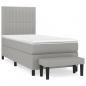 Preview: Boxspringbett mit Matratze Hellgrau 90x190 cm Stoff