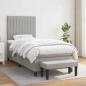 Preview: ARDEBO.de - Boxspringbett mit Matratze Hellgrau 90x200 cm Stoff