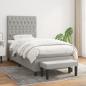 Preview: ARDEBO.de - Boxspringbett mit Matratze Hellgrau 90x190 cm Stoff