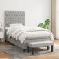 Preview: ARDEBO.de - Boxspringbett mit Matratze Hellgrau 100x200 cm Stoff