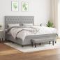 Preview: ARDEBO.de - Boxspringbett mit Matratze Hellgrau 160x200 cm Stoff