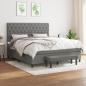 Preview: ARDEBO.de - Boxspringbett mit Matratze Dunkelgrau 160x200 cm Stoff