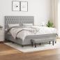 Preview: ARDEBO.de - Boxspringbett mit Matratze Hellgrau 180x200 cm Stoff