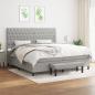 Preview: ARDEBO.de - Boxspringbett mit Matratze Hellgrau 200x200 cm Stoff