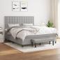 Preview: ARDEBO.de - Boxspringbett mit Matratze Hellgrau 180x200 cm Stoff