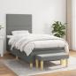 Preview: ARDEBO.de - Boxspringbett mit Matratze Dunkelgrau 100x200 cm Stoff