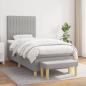 Preview: ARDEBO.de - Boxspringbett mit Matratze Hellgrau 90x190 cm Stoff