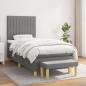 Preview: ARDEBO.de - Boxspringbett mit Matratze Dunkelgrau 90x200 cm Stoff