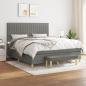 Preview: ARDEBO.de - Boxspringbett mit Matratze Dunkelgrau 180x200 cm Stoff