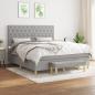 Preview: ARDEBO.de - Boxspringbett mit Matratze Hellgrau 160x200 cm Stoff