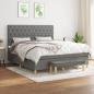 Preview: ARDEBO.de - Boxspringbett mit Matratze Dunkelgrau 160x200 cm Stoff