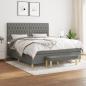 Preview: ARDEBO.de - Boxspringbett mit Matratze Dunkelgrau 180x200 cm Stoff