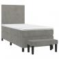 Preview: Boxspringbett mit Matratze Hellgrau 100x200 cm Samt