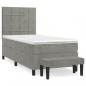 Preview: Boxspringbett mit Matratze Hellgrau 90x190 cm Samt