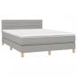 Preview: Boxspringbett mit Matratze Hellgrau 140x200 cm Stoff