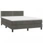 Preview: Boxspringbett mit Matratze Dunkelgrau 140x190 cm Samt